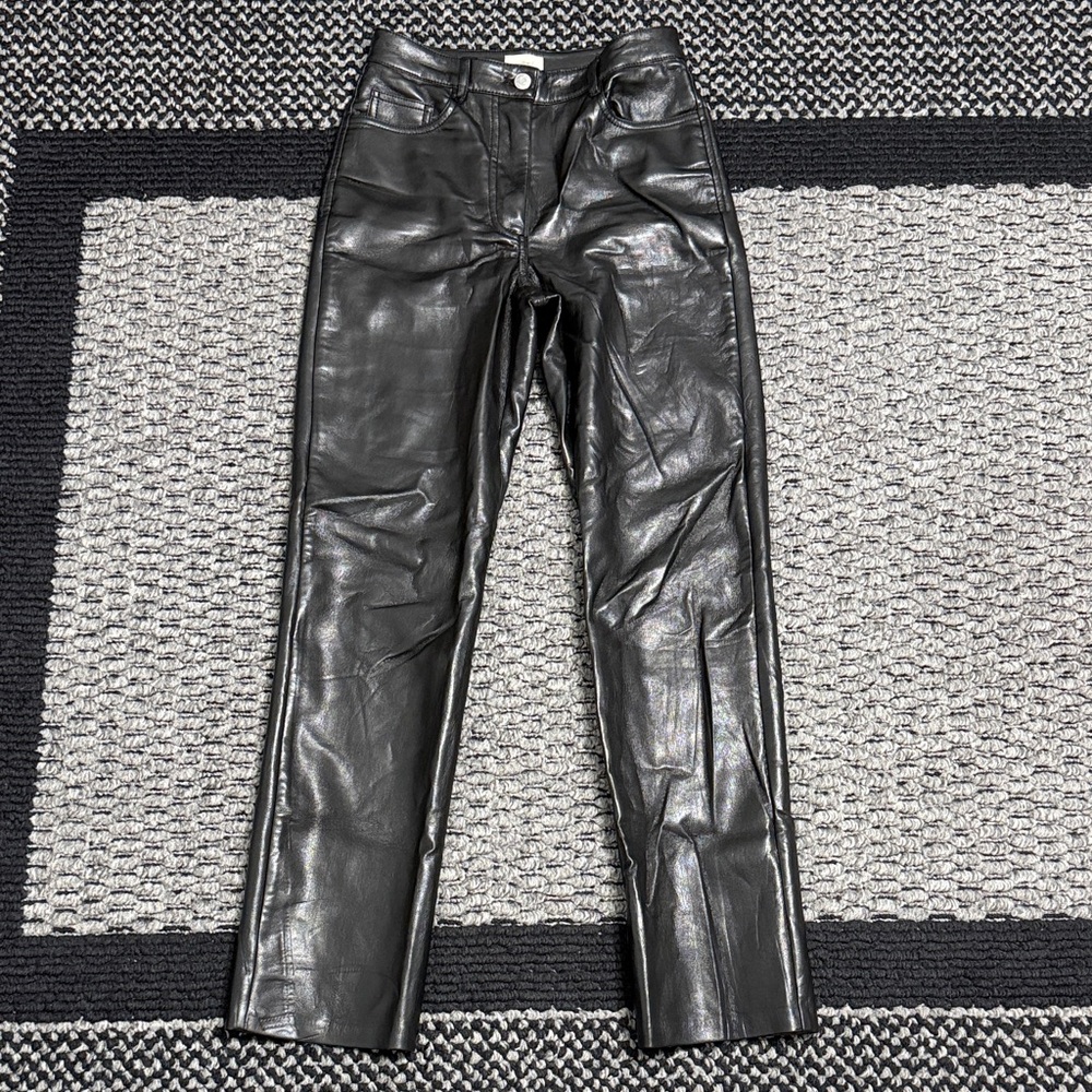 Aritzia Wilfred The Melina Vegan Leather Pants Women’s 0 High Rise Straight Leg